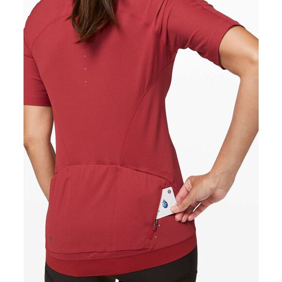 Lululemon City To Summit Cycling Jersey Cayenne Women's Size Large EUC - Picture 3 of 10